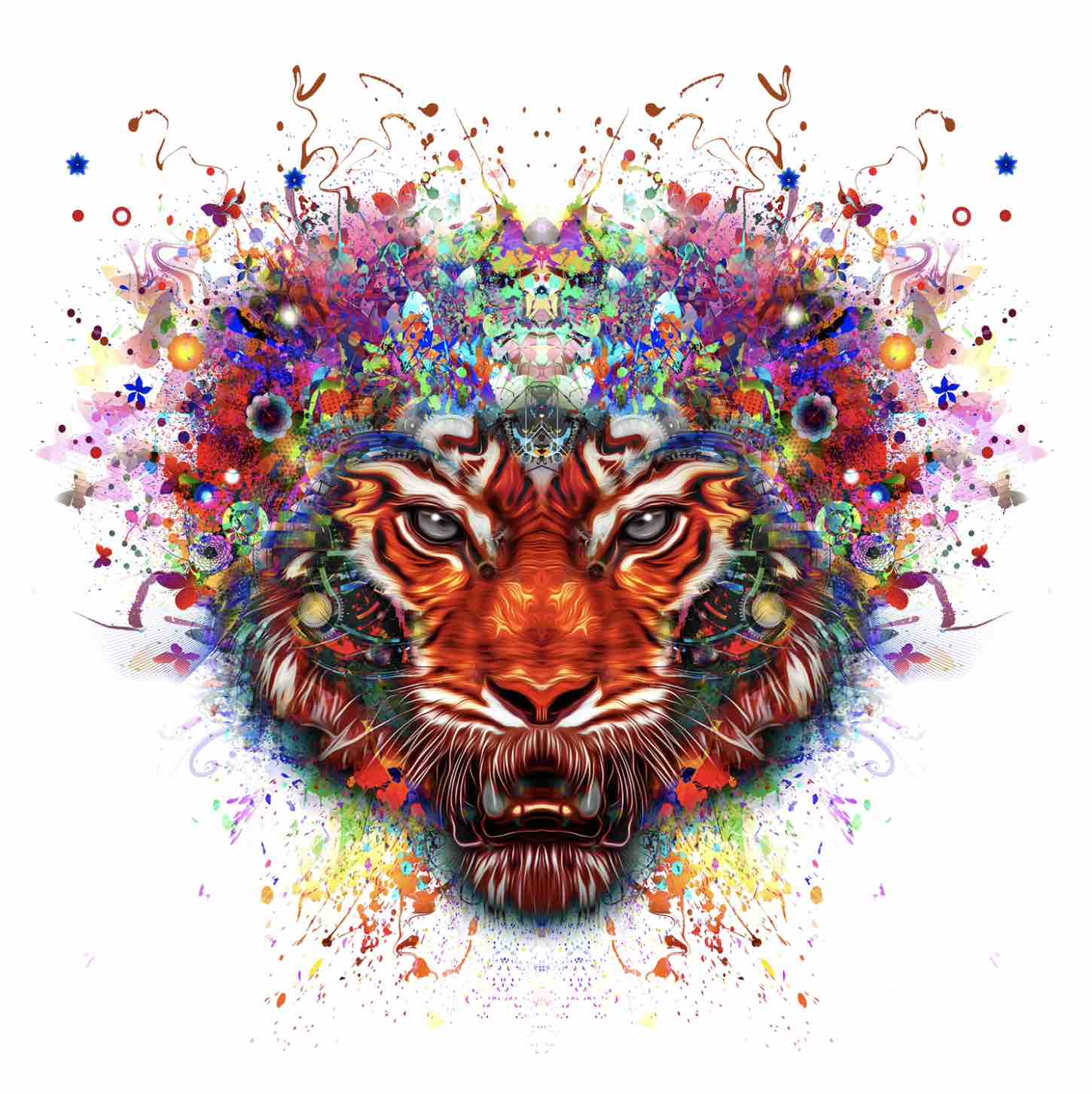 抽象彩绘老虎