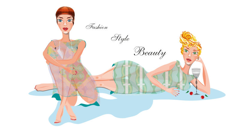 时尚美女的矢量插图