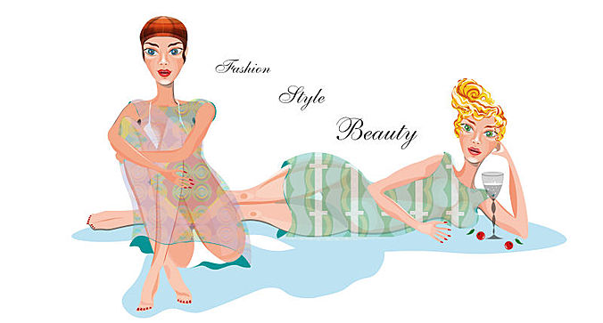 时尚美女的矢量插图