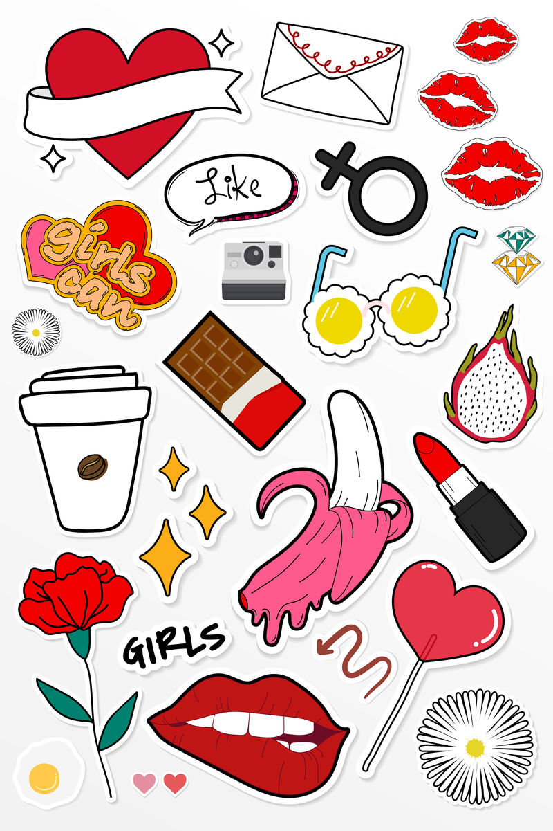 贴纸涂鸦矢量集